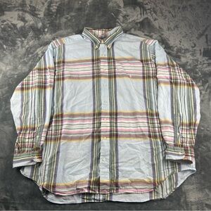 Ralph Lauren Indian Madras Shirt Mens 2XB Plaid Long Sleeve Button Down Casual